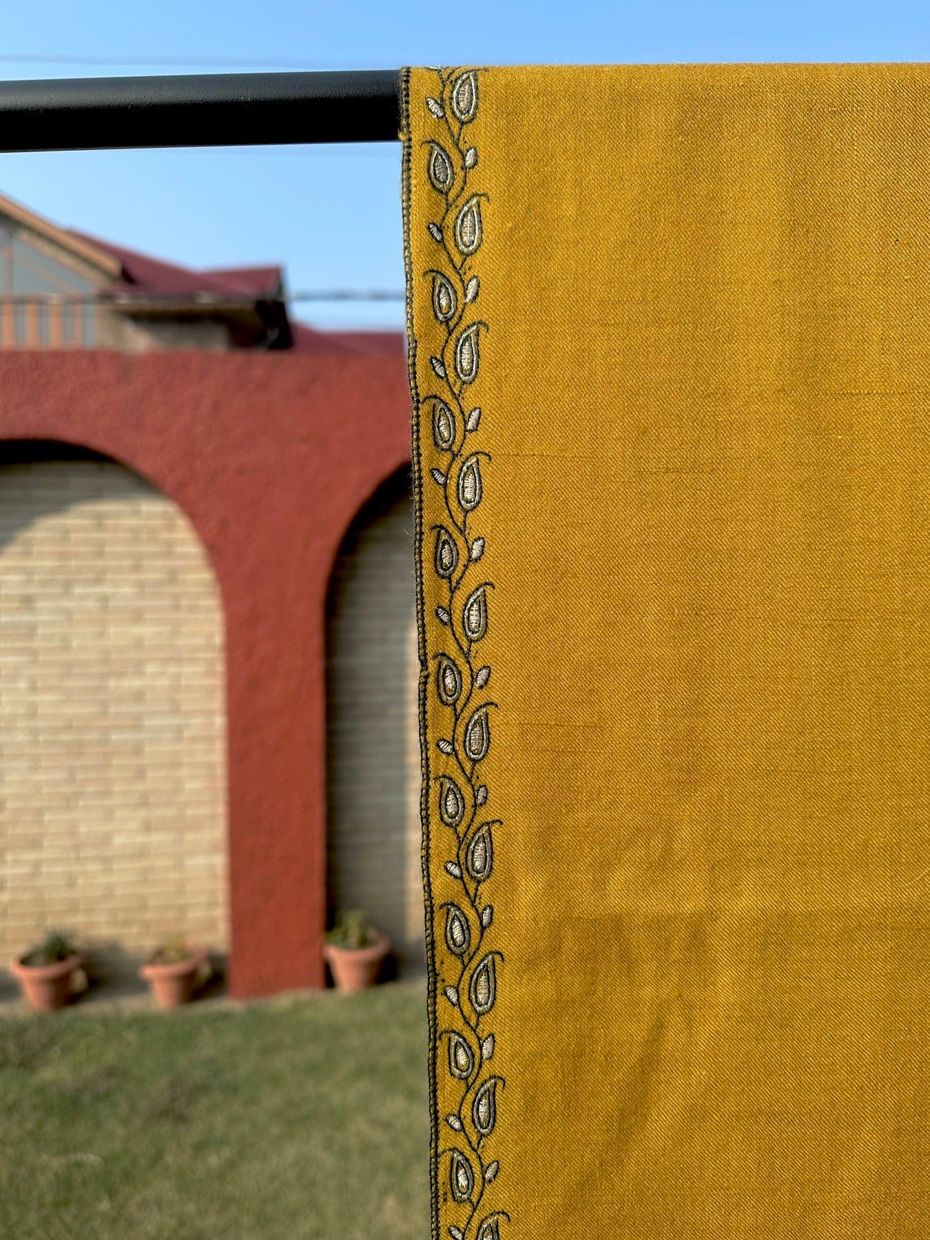 Mustard Palla Pashmina Shawl ArtAsiaHandicrafts