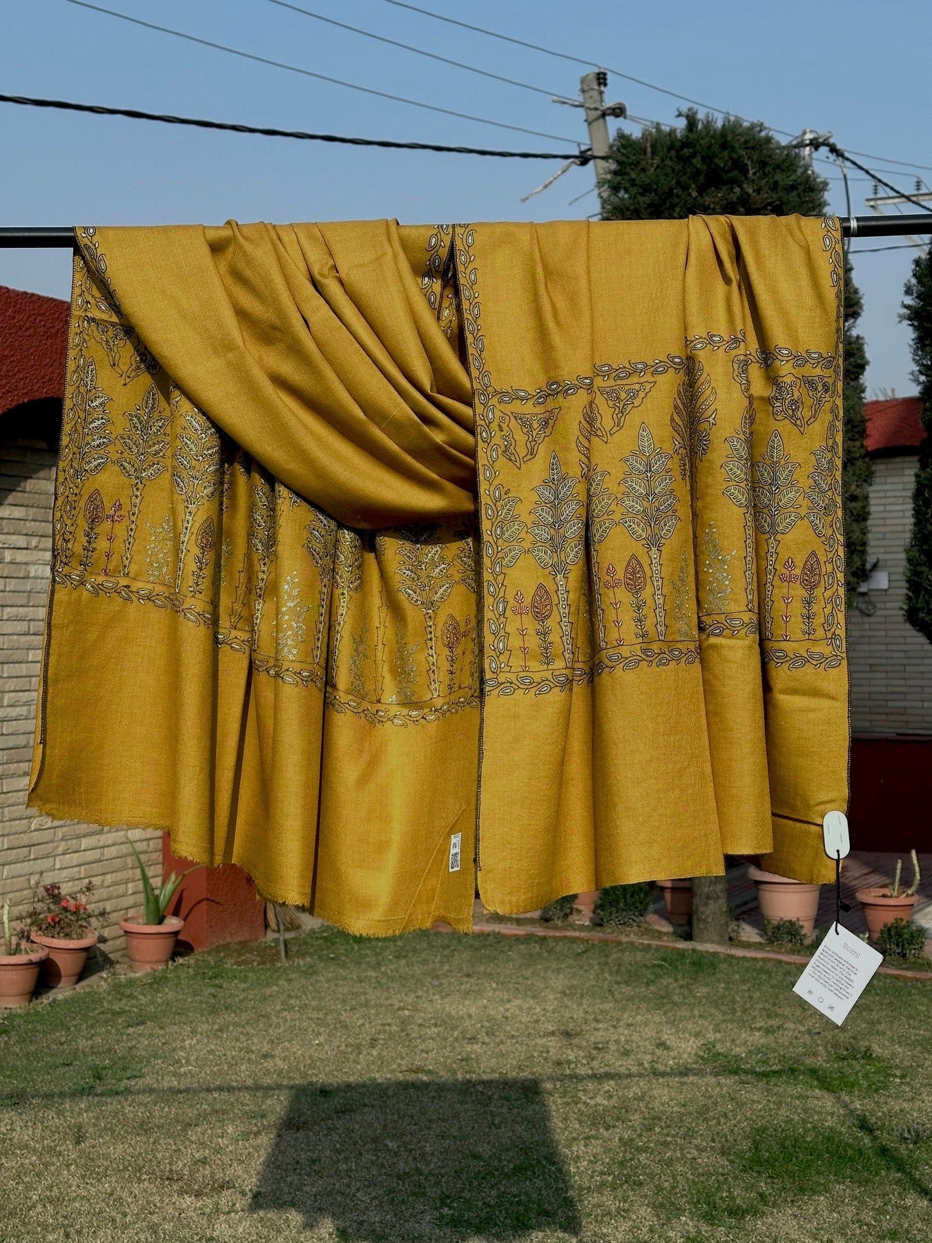 Mustard Palla Pashmina Shawl ArtAsiaHandicrafts