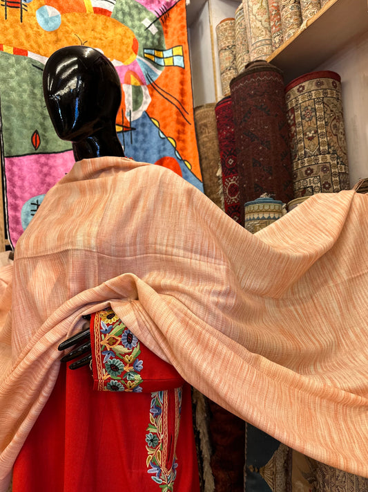 Orange Ikat Pashmina Shawl ArtAsiaHandicrafts