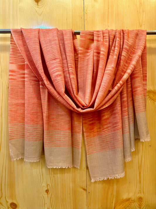 Orange Ikat Pashmina Shawl ArtAsiaHandicrafts