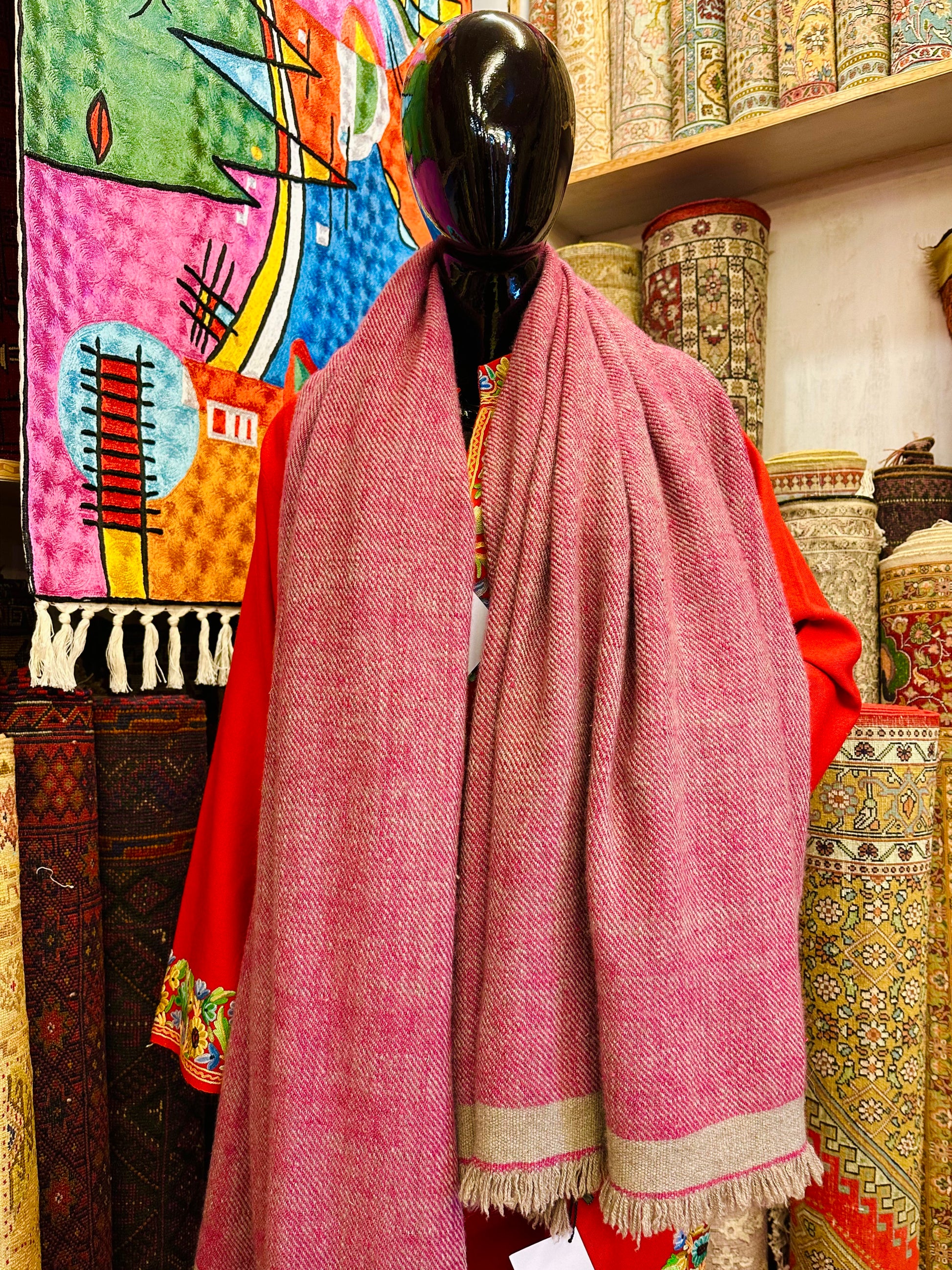 Pink Gi Plain Pashmina Shawl ArtAsiaHandicrafts