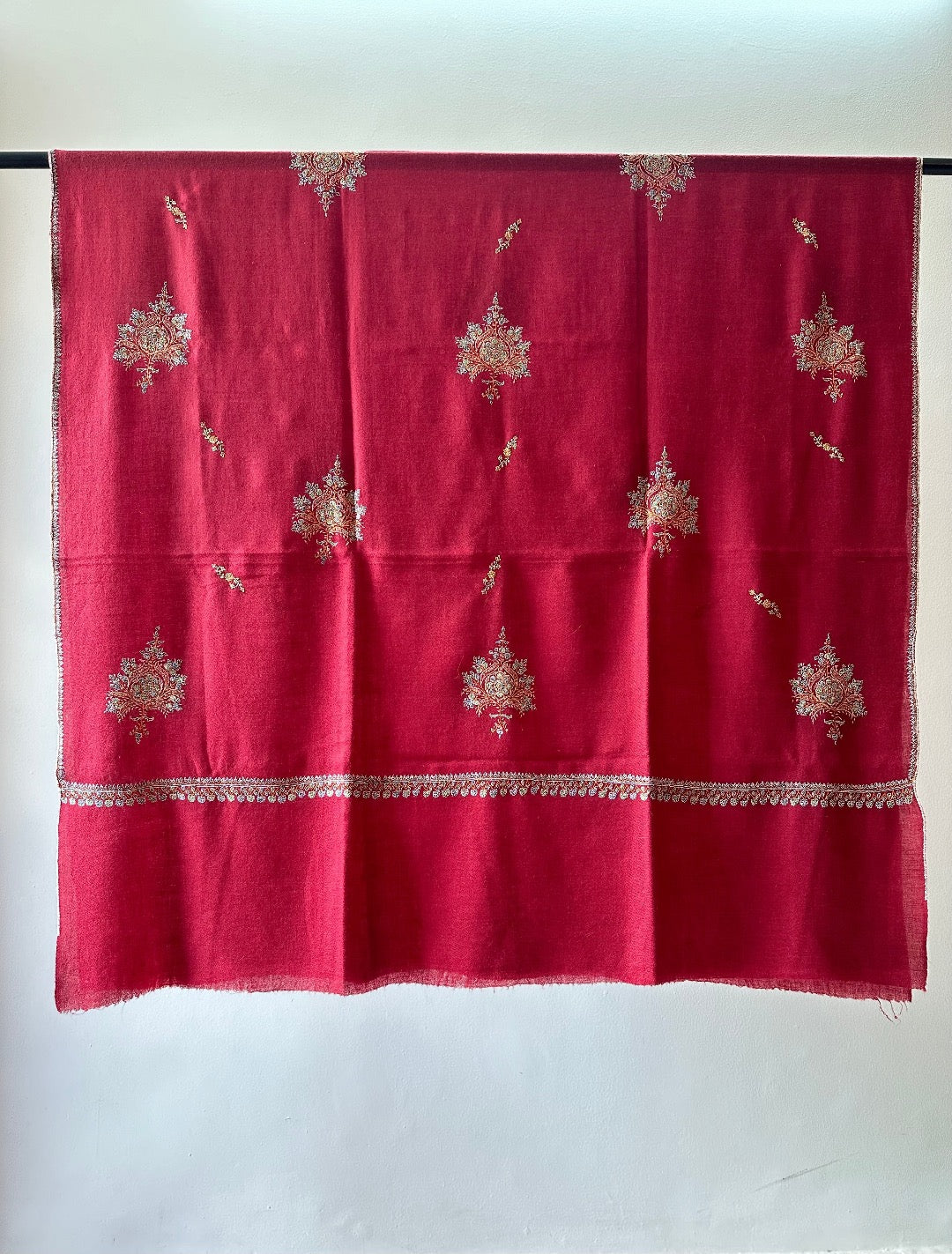 Red Bootedar Pashmina Shawl ArtAsiaHandicrafts