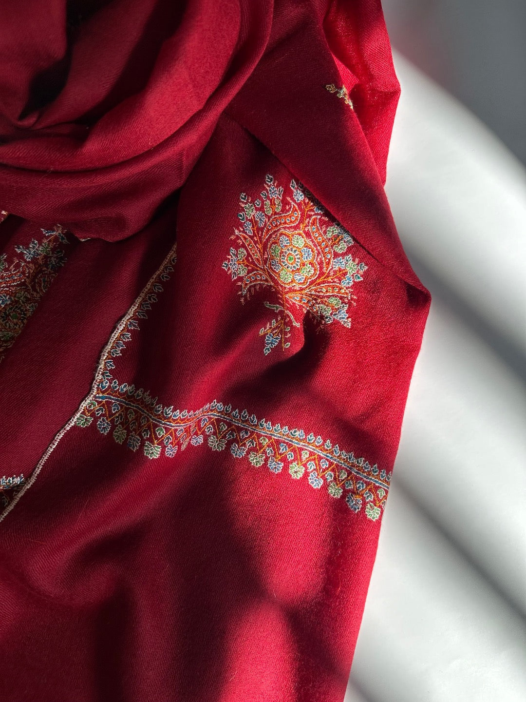 Red Bootedar Pashmina Shawl ArtAsiaHandicrafts