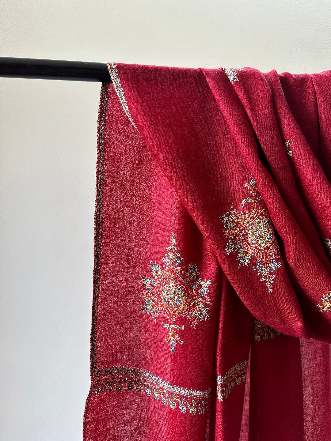 Red Bootedar Pashmina Shawl ArtAsiaHandicrafts
