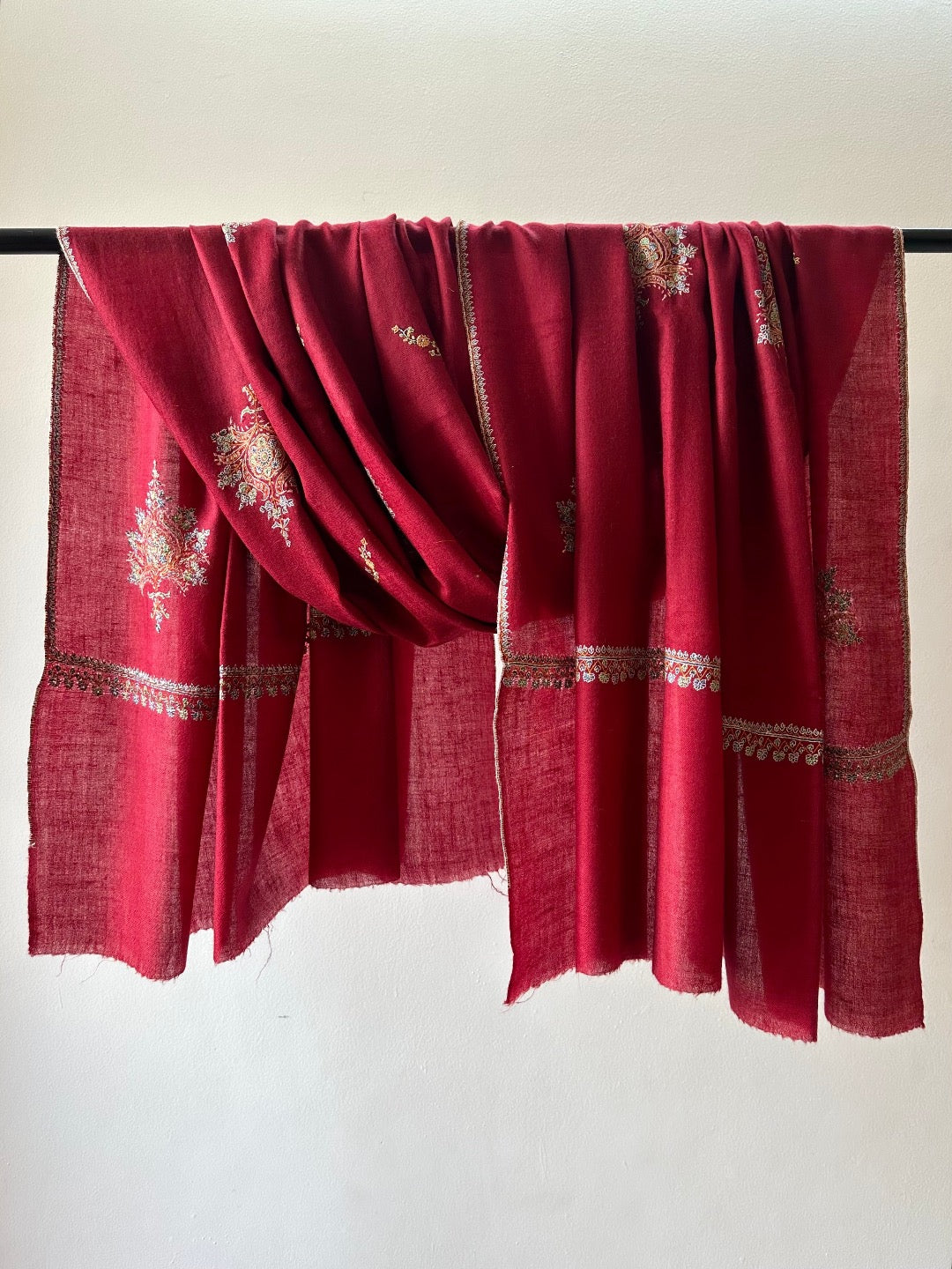 Red Bootedar Pashmina Shawl ArtAsiaHandicrafts