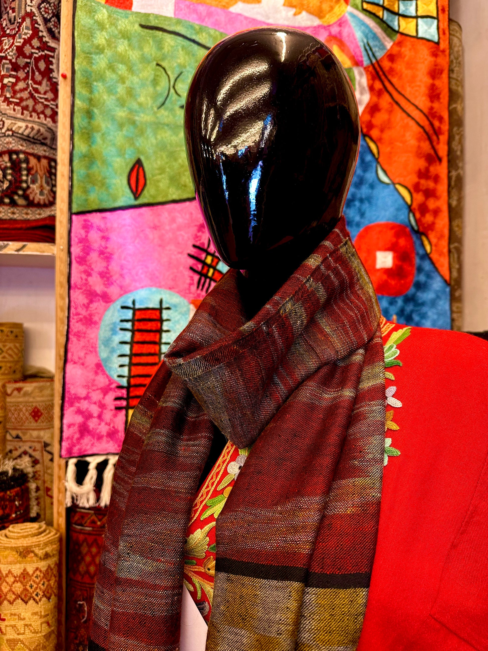 Red Ikat Pashmina Scarf ArtAsiaHandicrafts