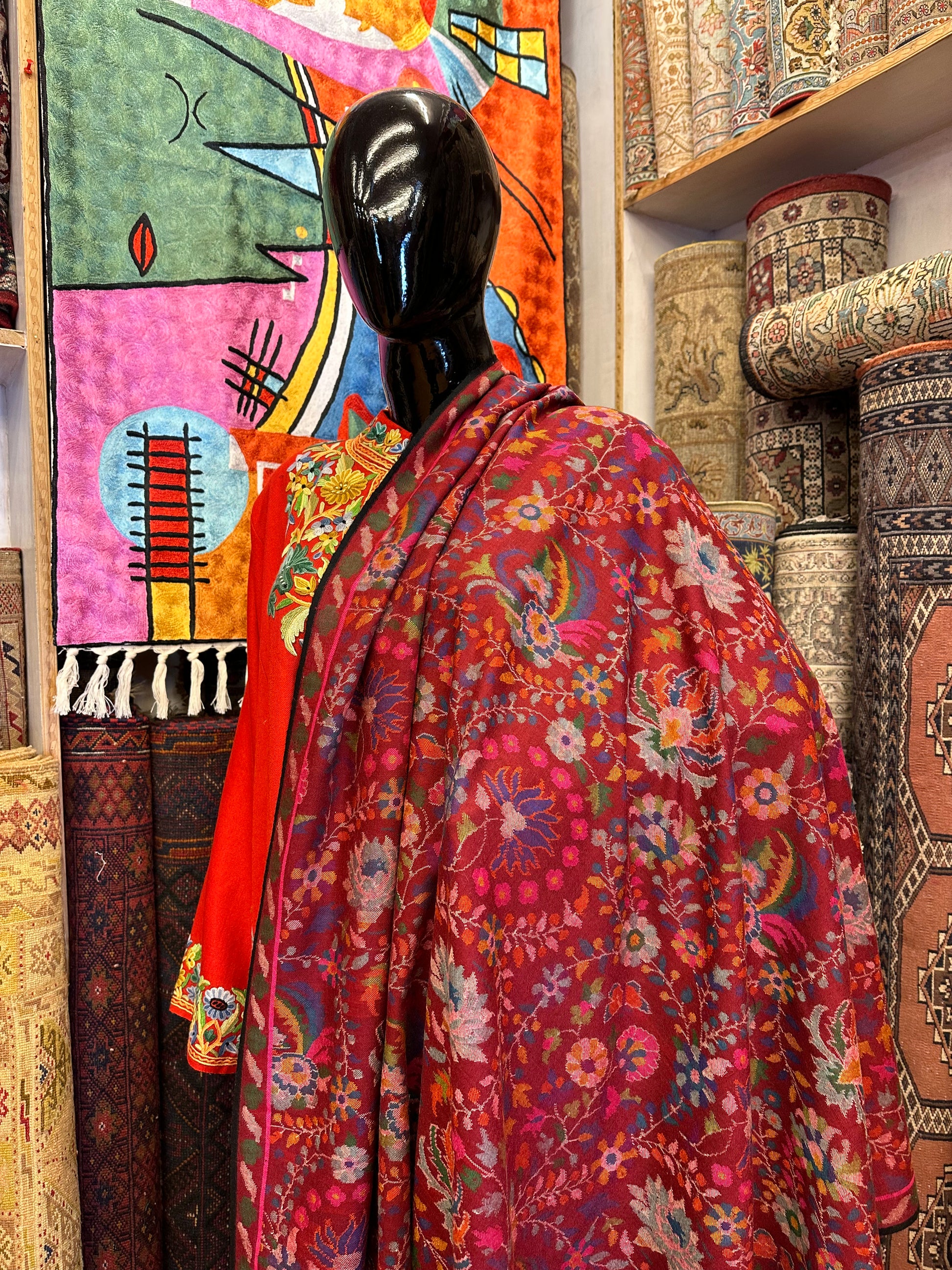 Red Kani Pashmina Shawl ArtAsiaHandicrafts