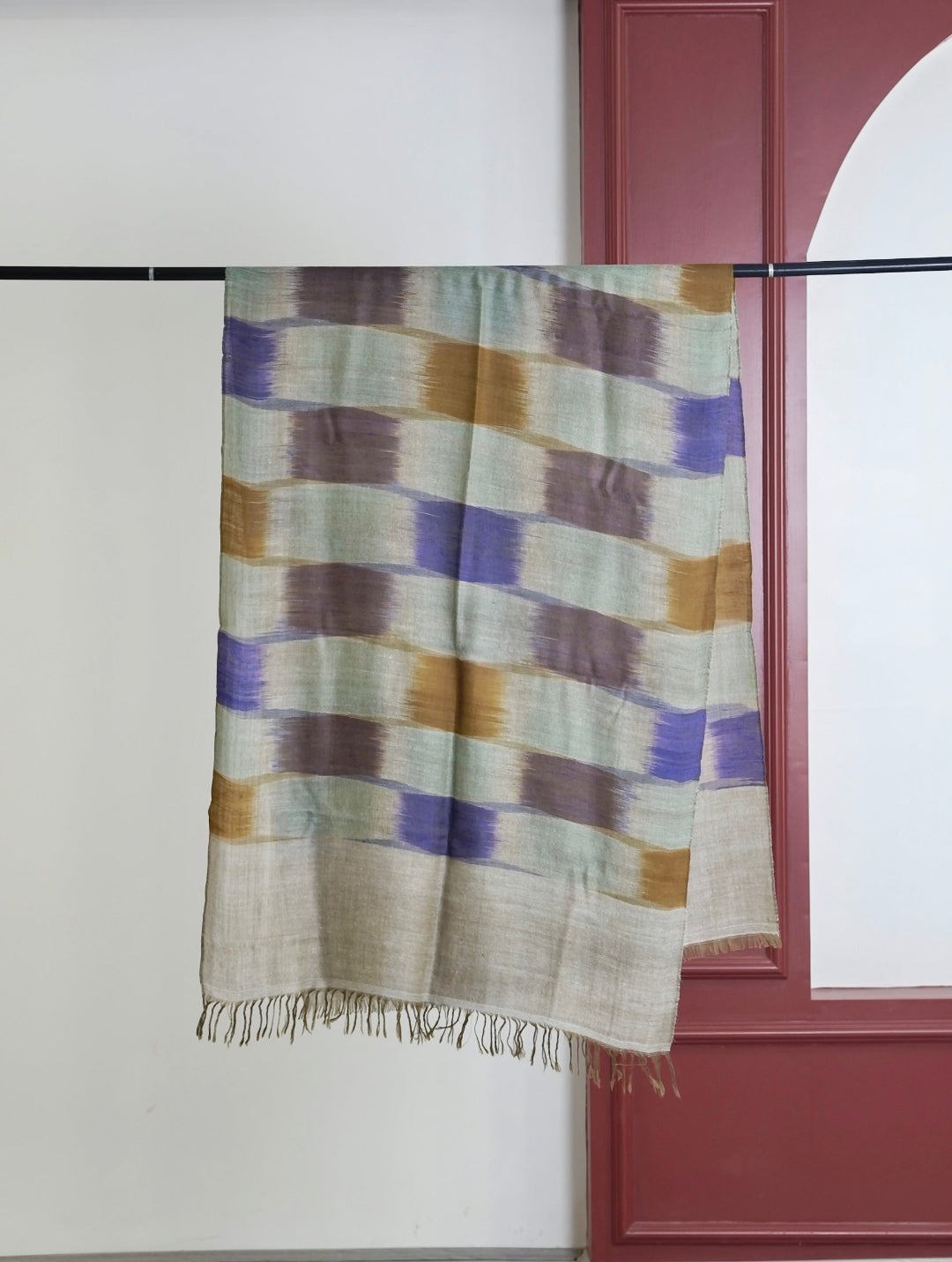 HANDWOVEN STYLE MULTICOLOUR IKAT PASHMINA SHAWL