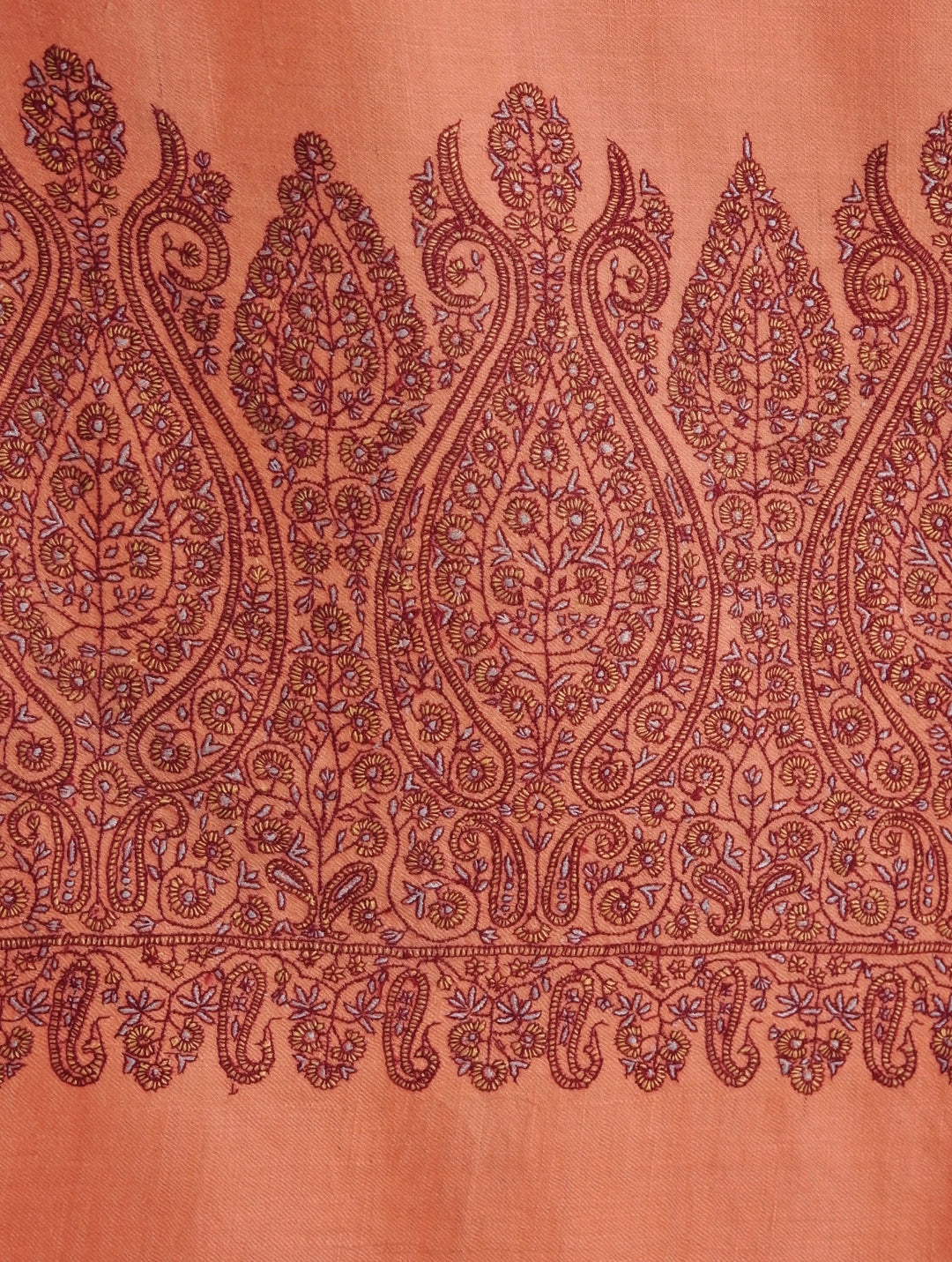 HANDMADE SOZNI DRAPE PASTEL PEACH PASHMINA SHAWL