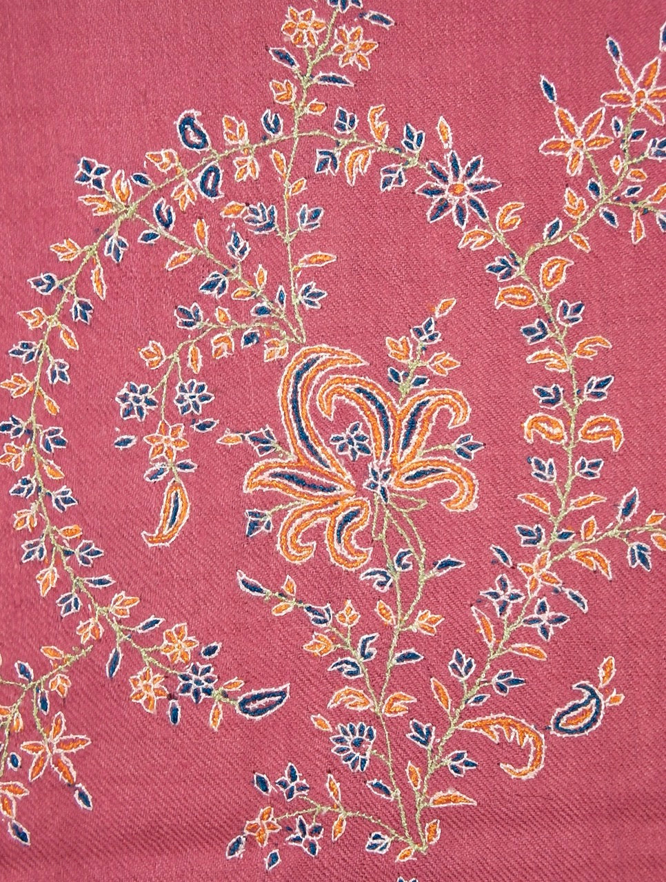 FINEST EMBROIDERED DRAPE ROSE PINK PASHMINA SHAWL