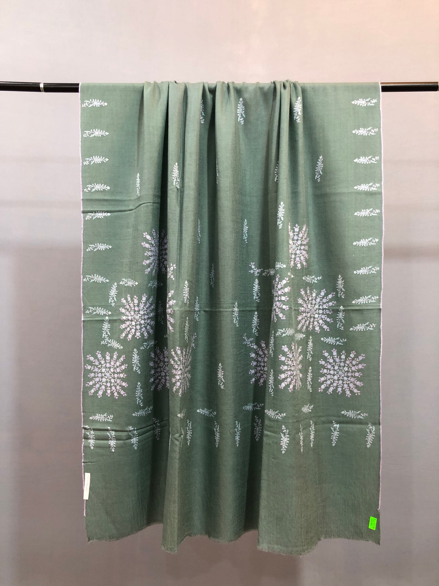 Sage Green Sozni Pashmina Shawl ArtAsiaHandicrafts