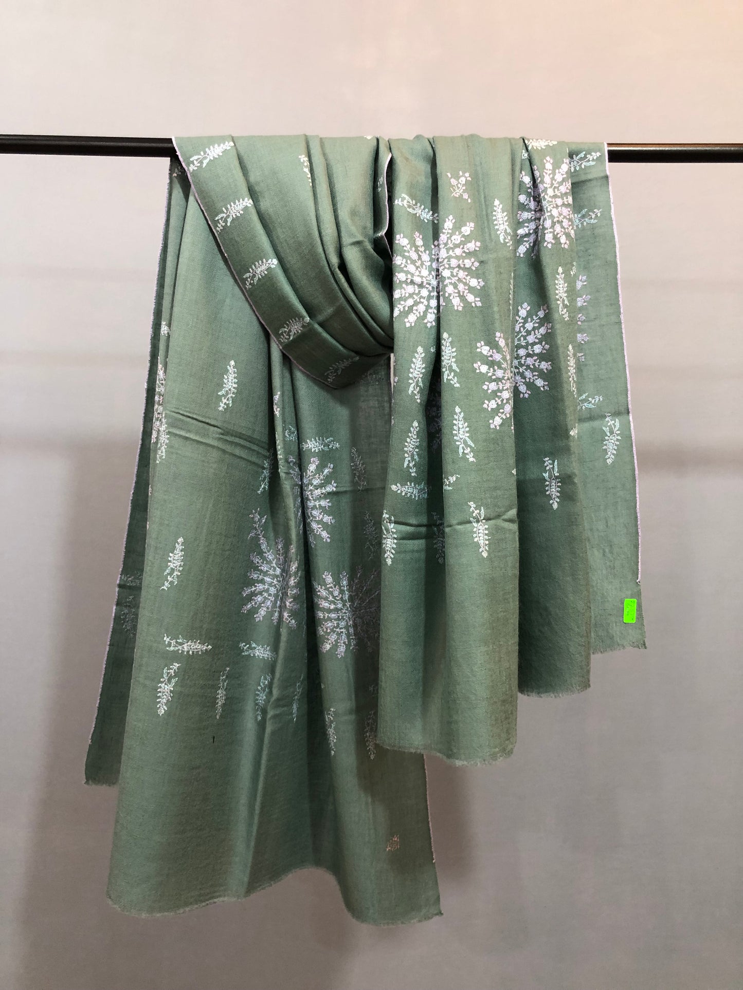 Sage Green Sozni Pashmina Shawl ArtAsiaHandicrafts