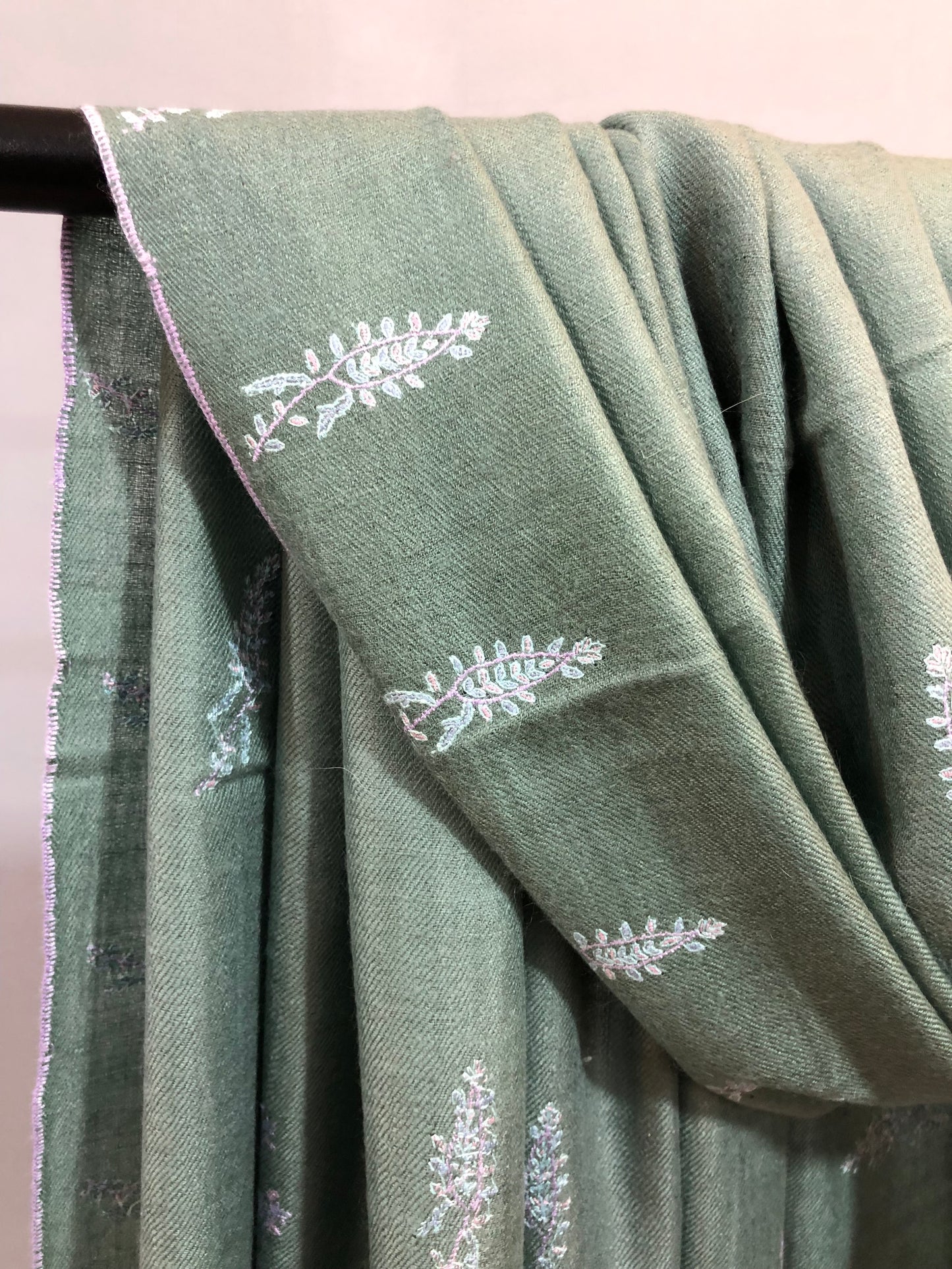 Sage Green Sozni Pashmina Shawl ArtAsiaHandicrafts