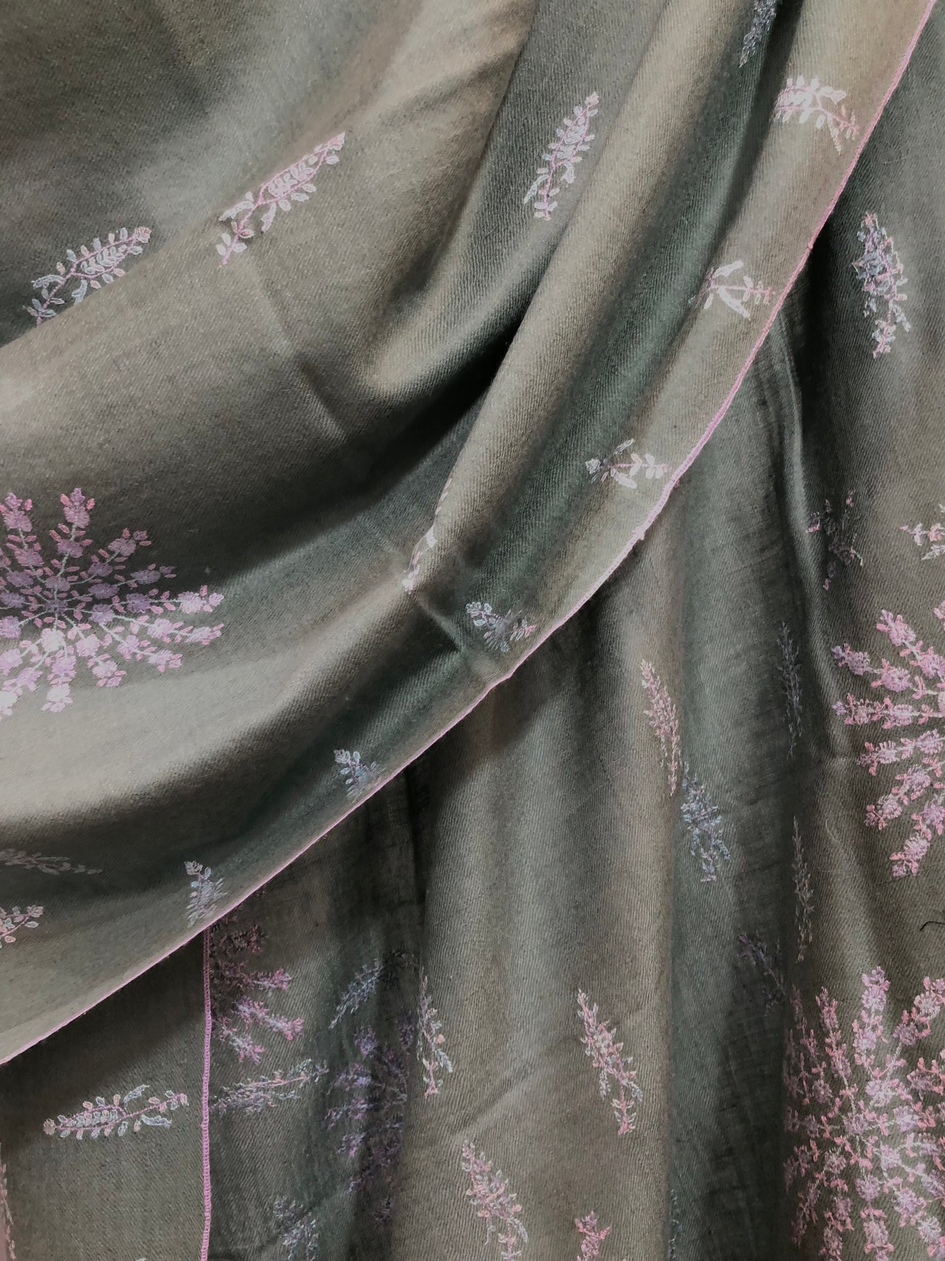 Sage Green Sozni Pashmina Shawl ArtAsiaHandicrafts