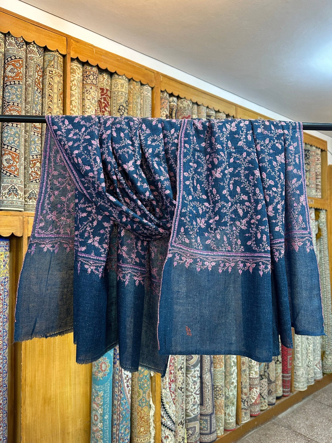 Sapphire Jaal Pashmina Shawl ArtAsiaHandicrafts