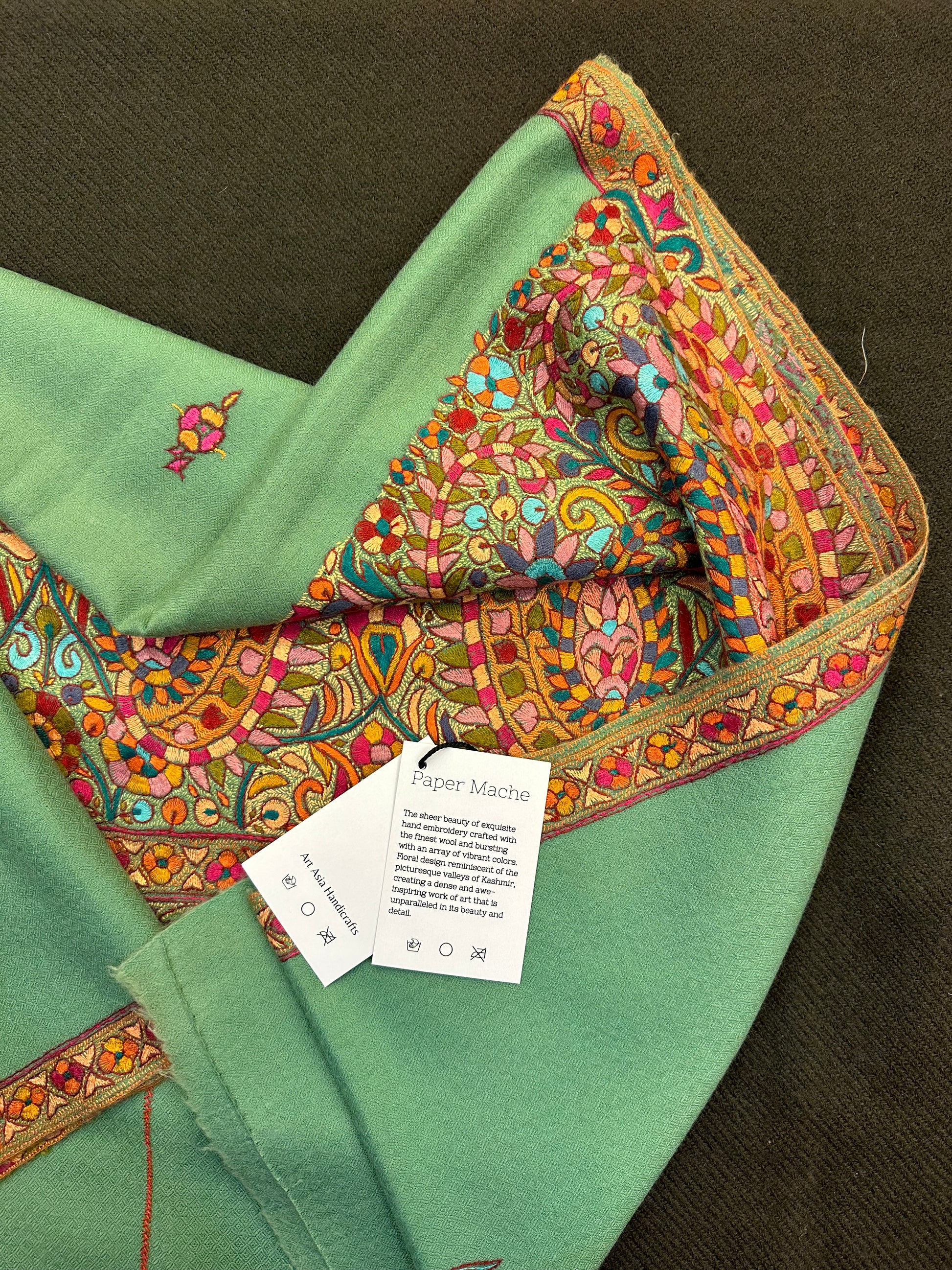 Turquoise Palla Paper Mache Shawl ArtAsiaHandicrafts