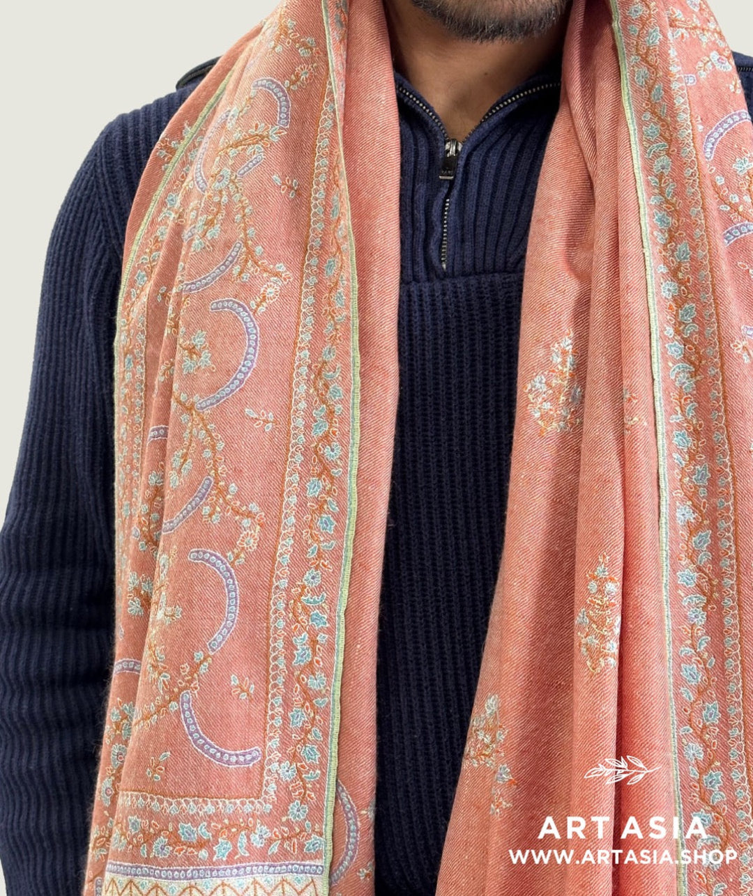 HAUTE COUTURE WEAR FASHION PEACH PASHMINA SHAWL