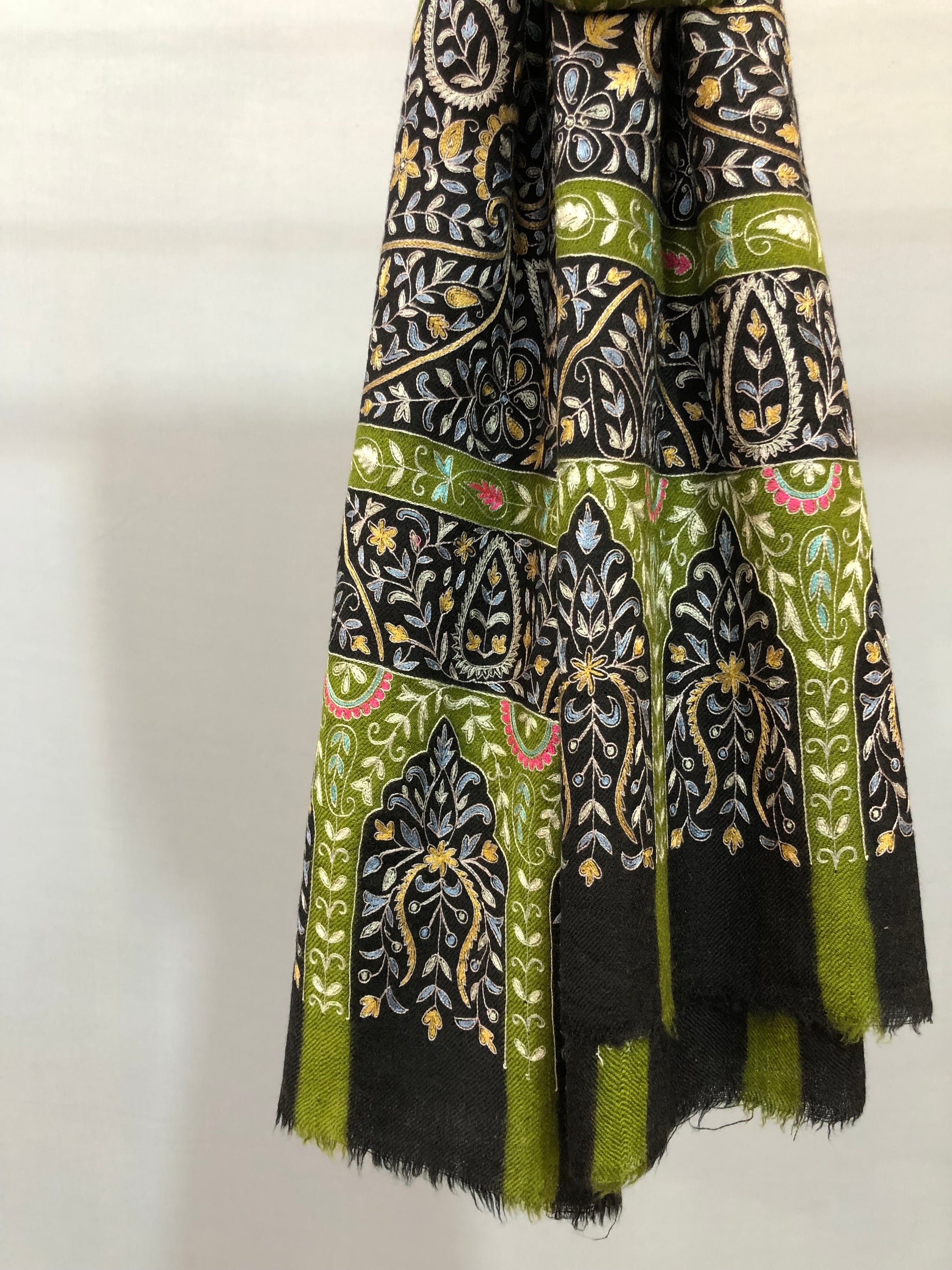 Black Kalamkari Pashmina Shawl ArtAsiaHandicrafts