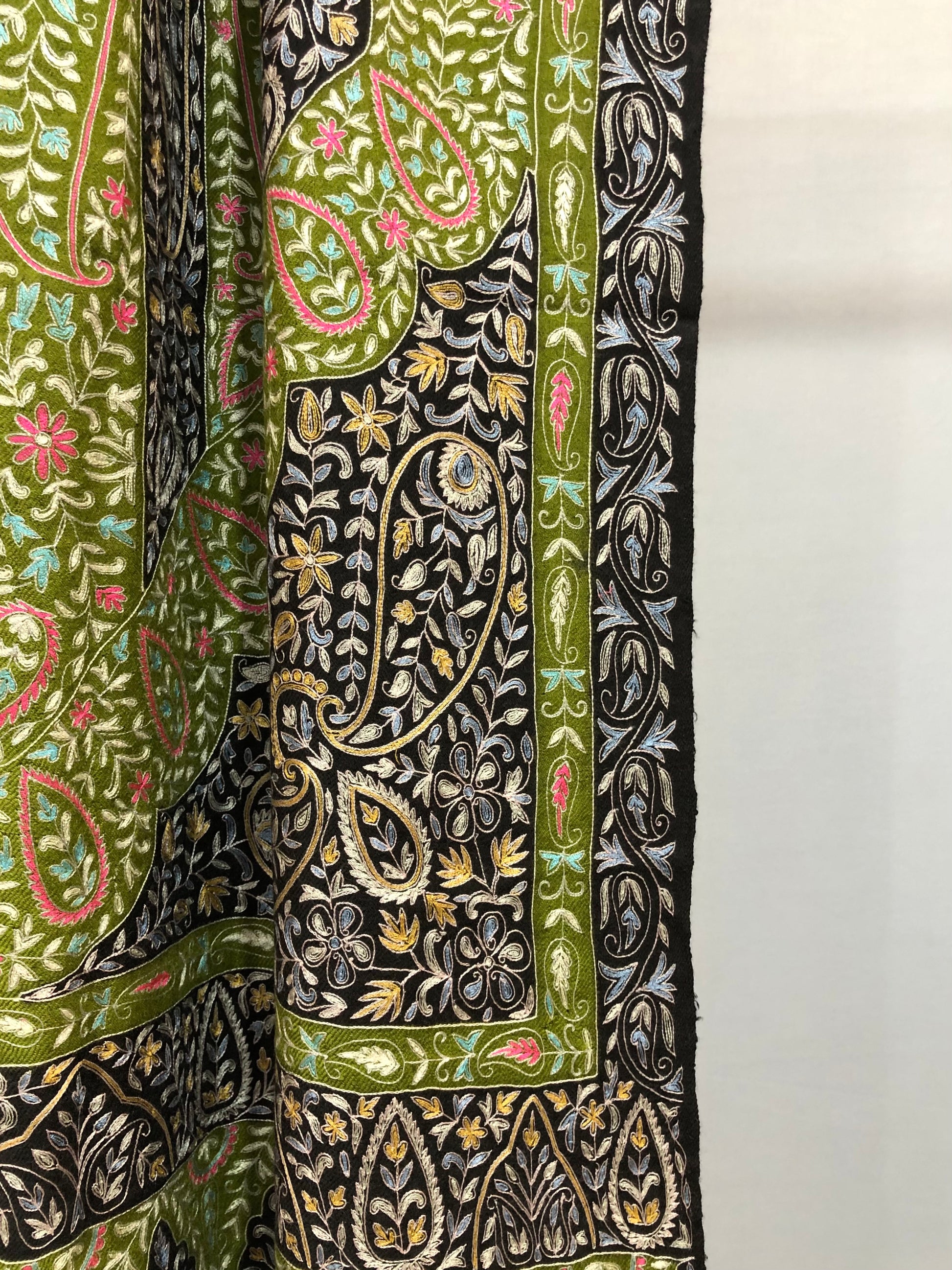 Black Kalamkari Pashmina Shawl ArtAsiaHandicrafts