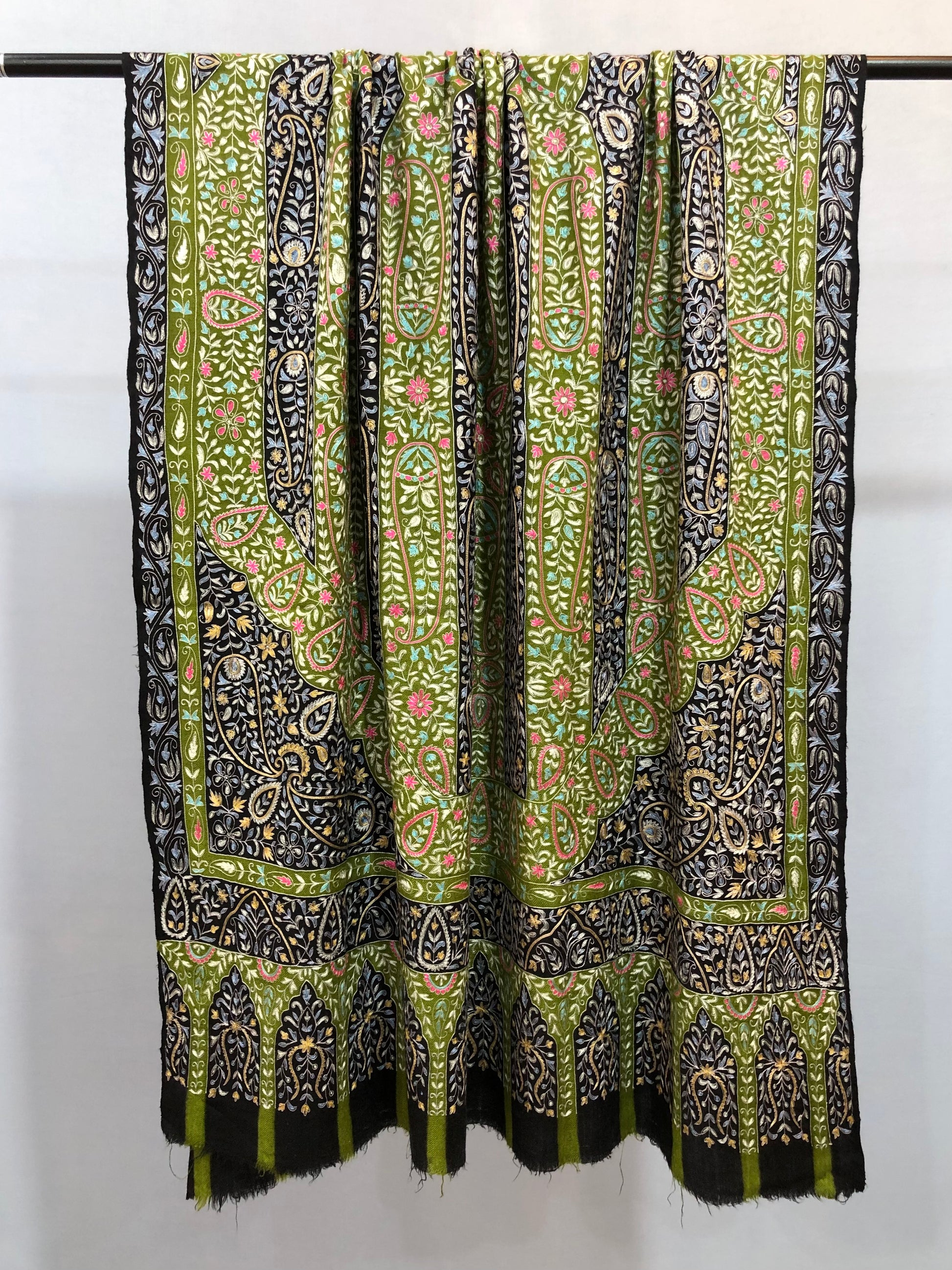 Black Kalamkari Pashmina Shawl ArtAsiaHandicrafts