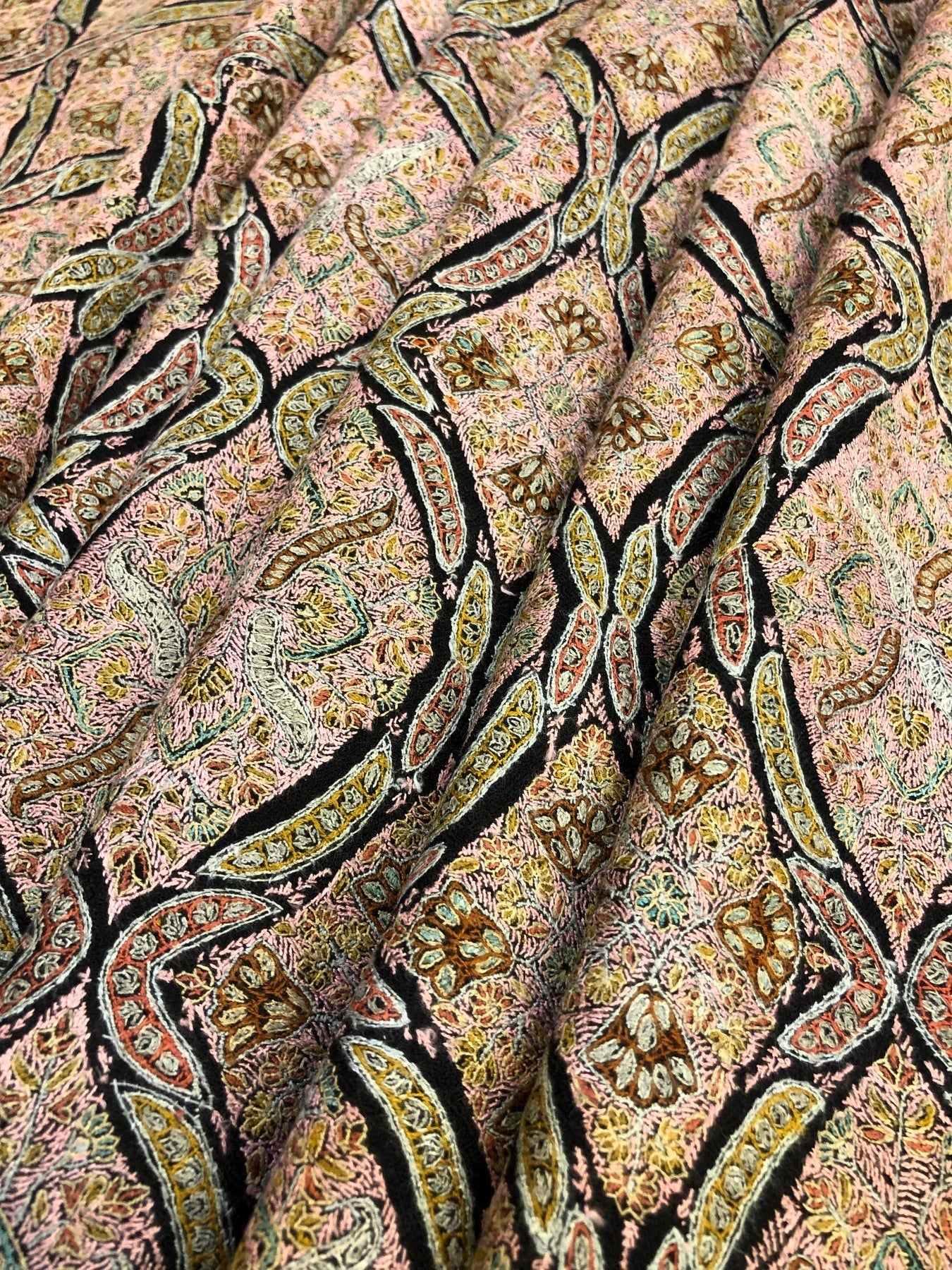 Black Sozni Pashmina Jamawar ArtAsiaHandicrafts