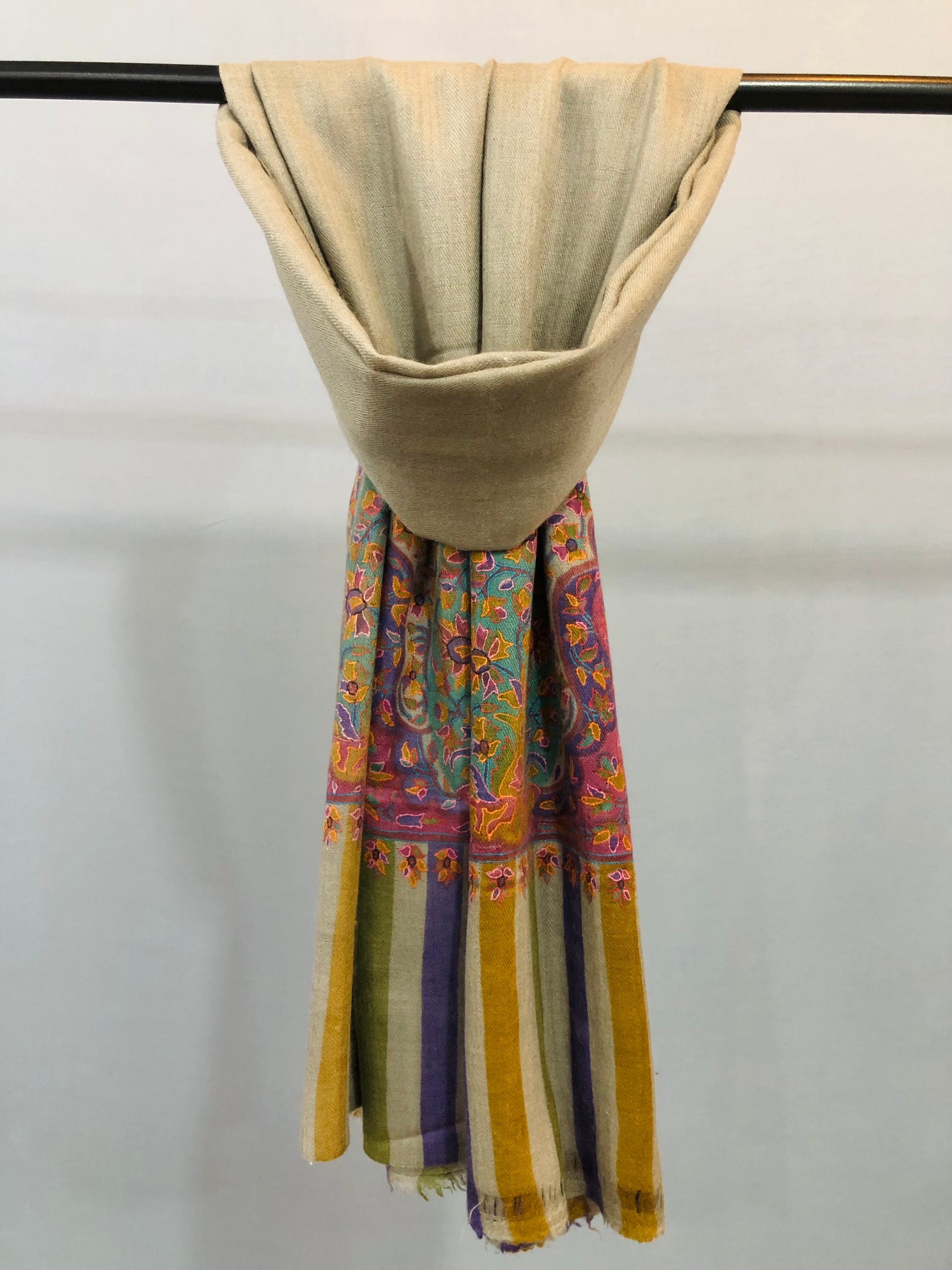 Grey Kalamkari Palla Shawl ArtAsiaHandicrafts