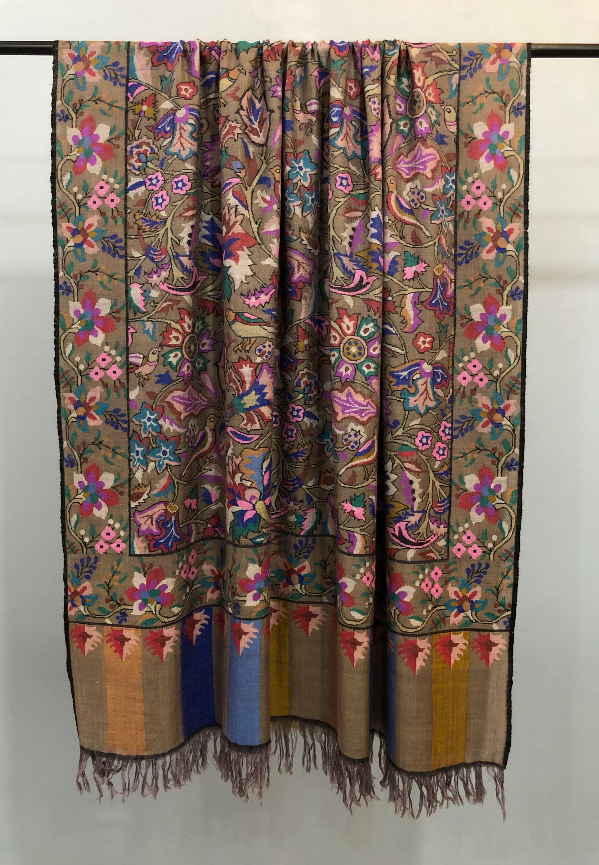Pastel Brown Kani Pashmina Shawl ArtAsiaHandicrafts