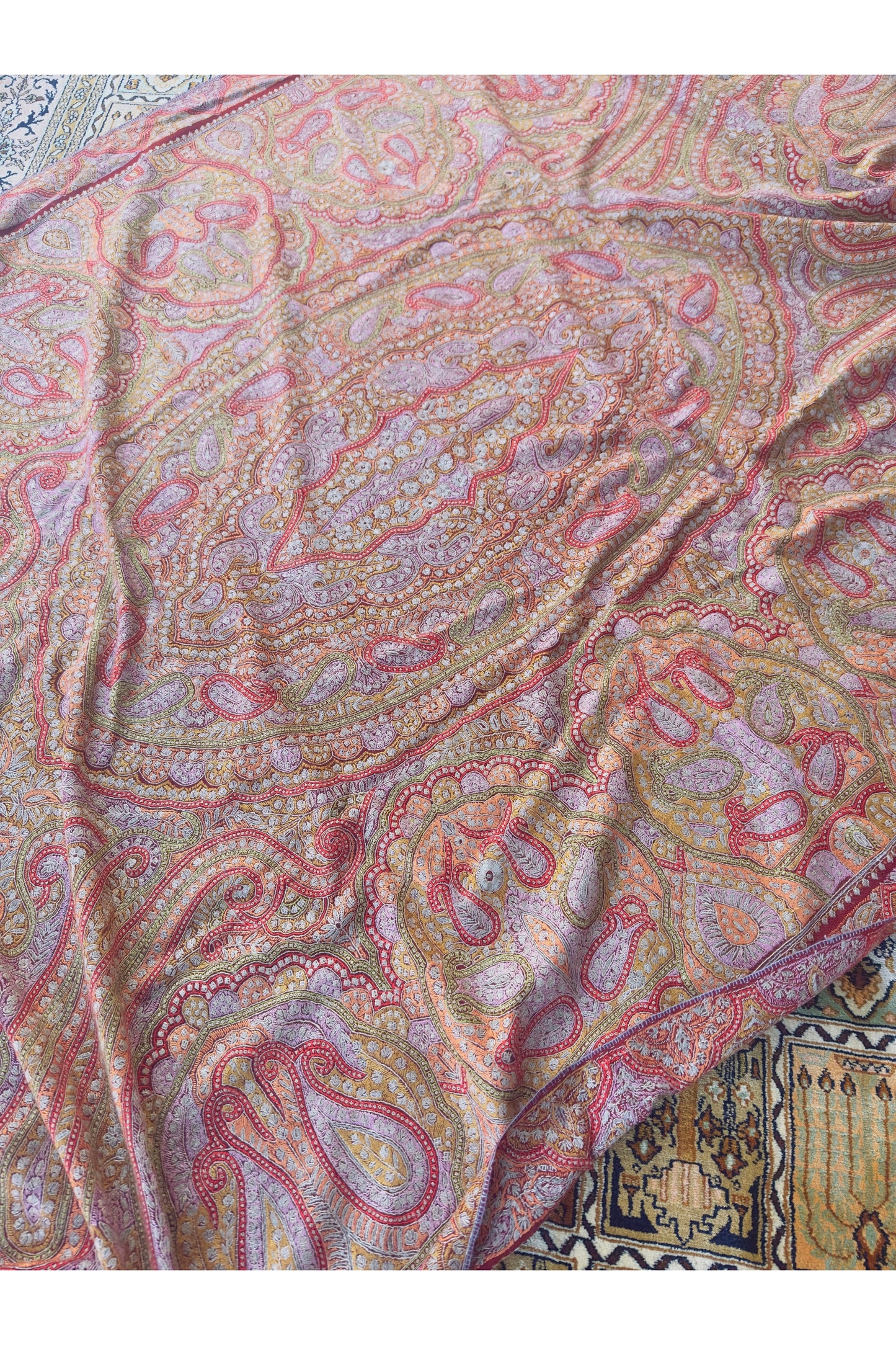 Red Sozni Pashmina Shawl ArtAsiaHandicrafts