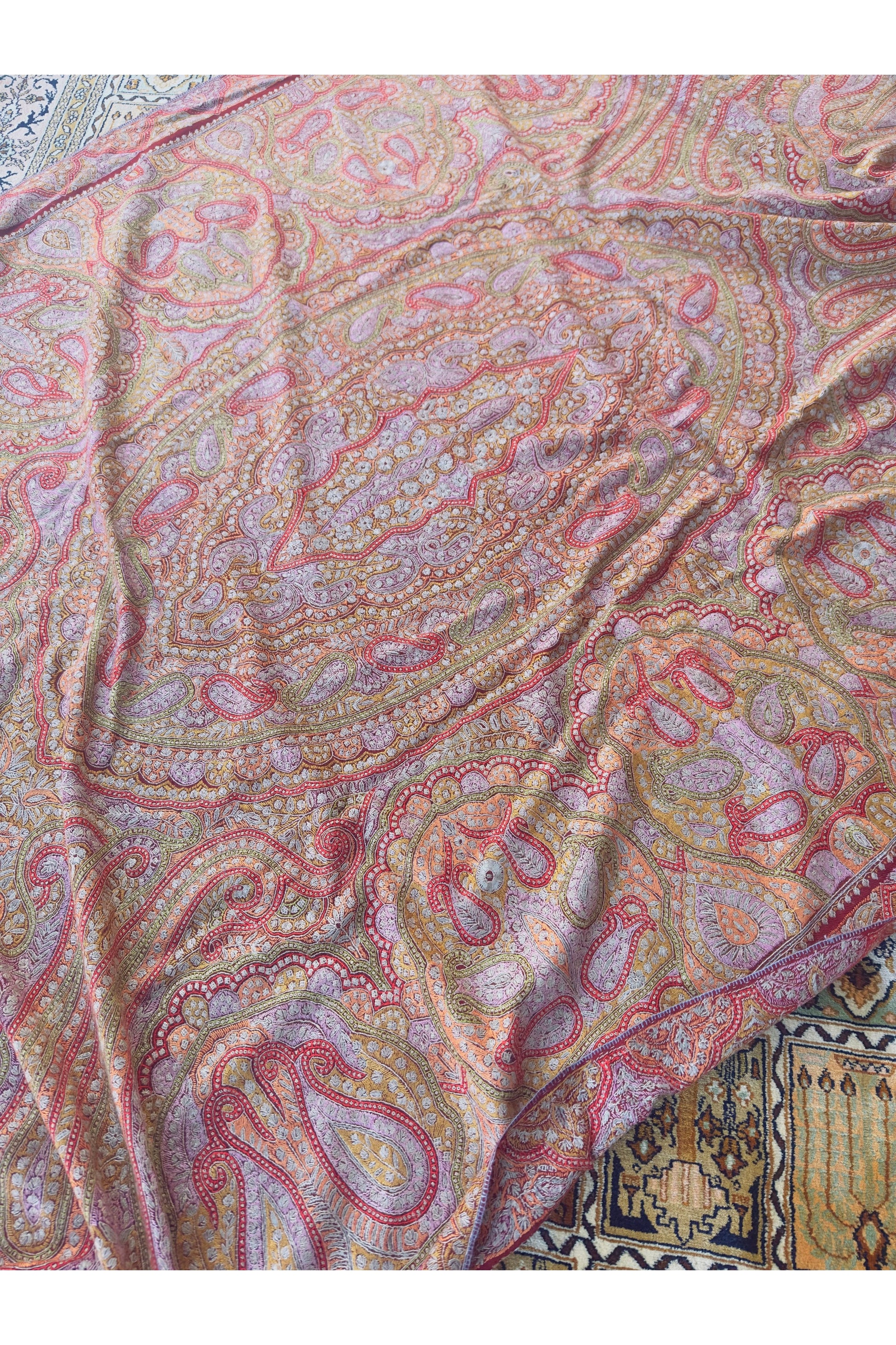 Red Sozni Pashmina Shawl ArtAsiaHandicrafts