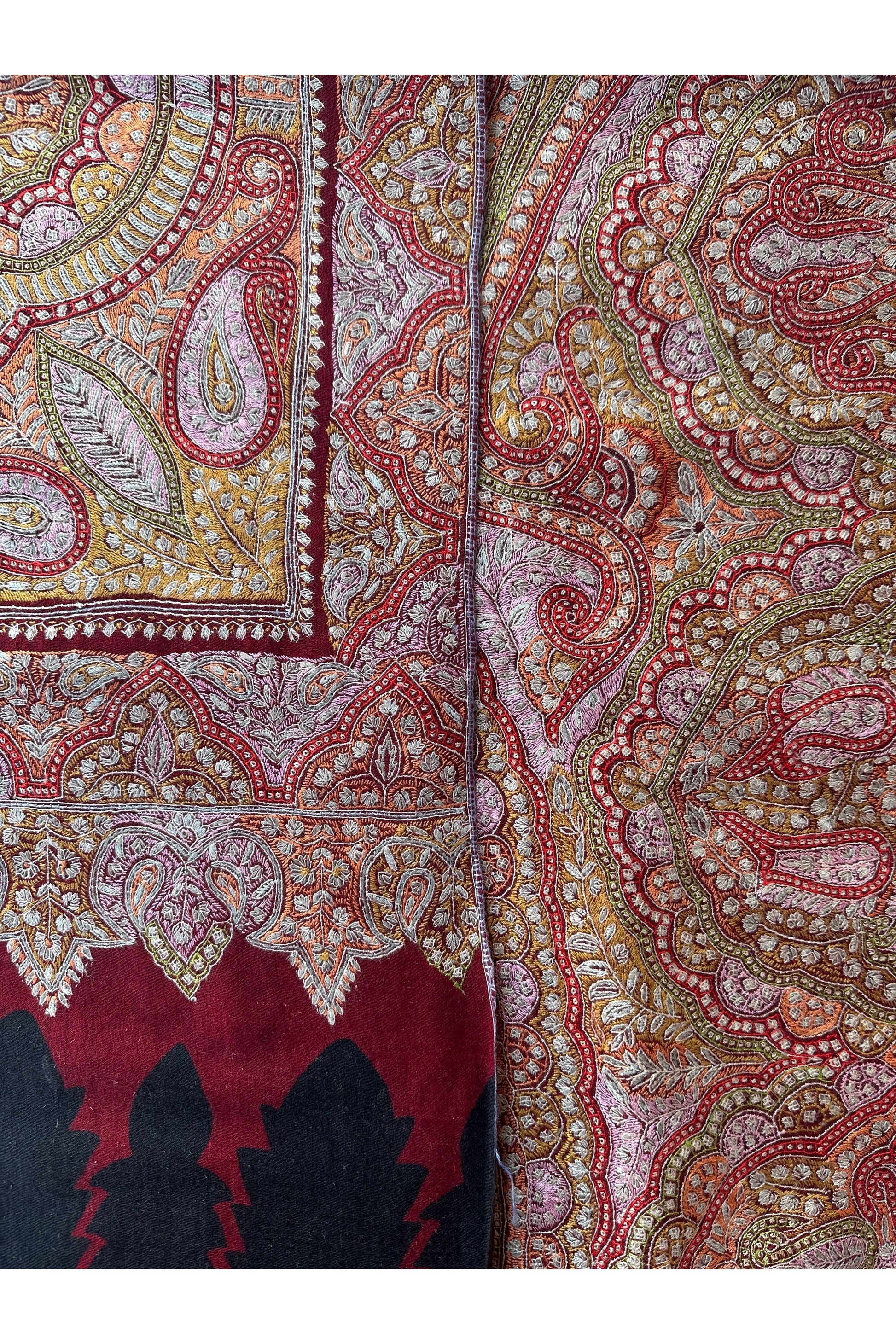 Red Sozni Pashmina Shawl ArtAsiaHandicrafts
