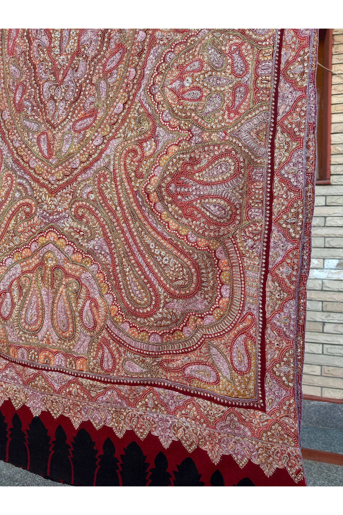 Red Sozni Pashmina Shawl ArtAsiaHandicrafts