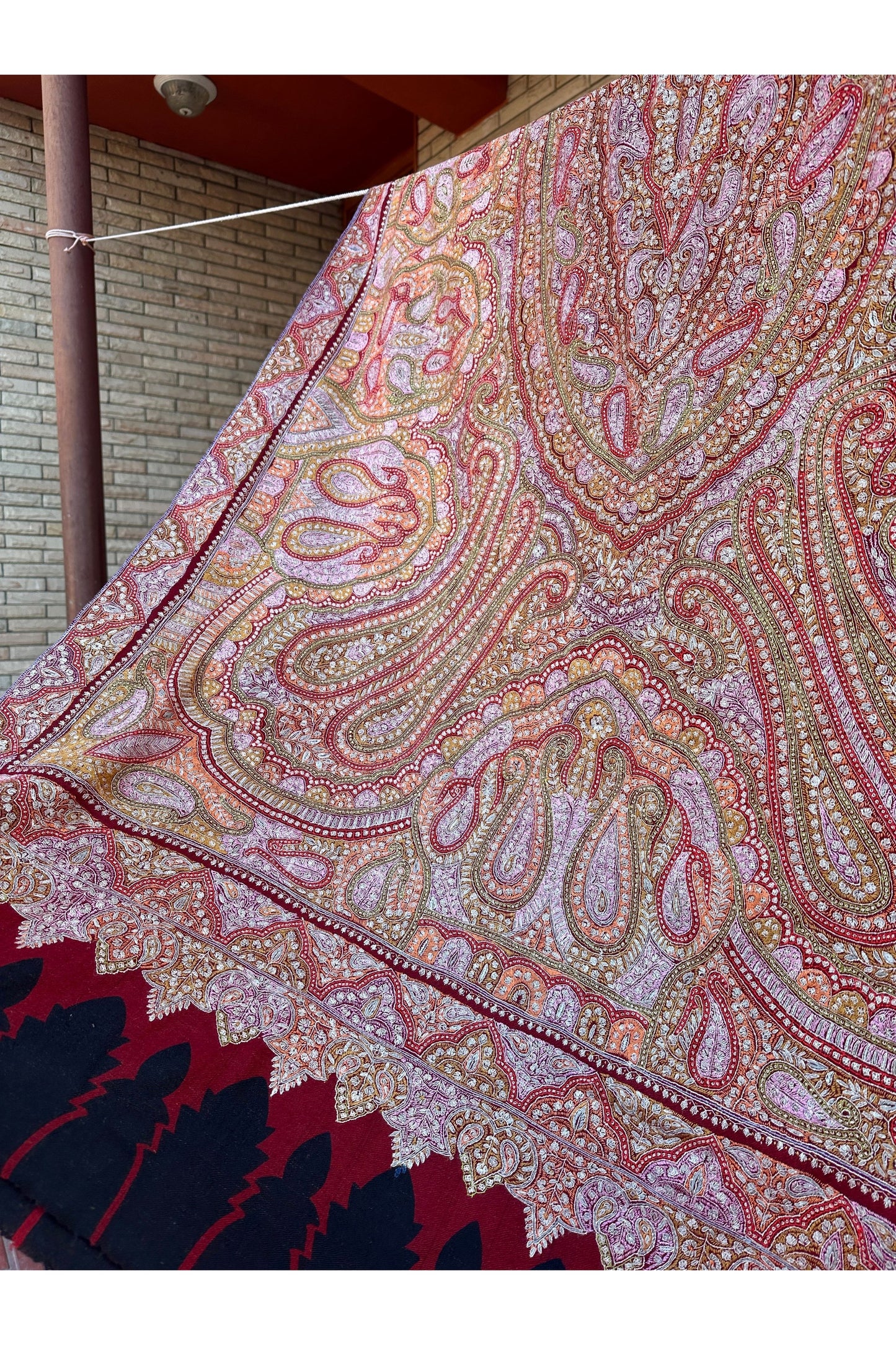 Red Sozni Pashmina Shawl ArtAsiaHandicrafts