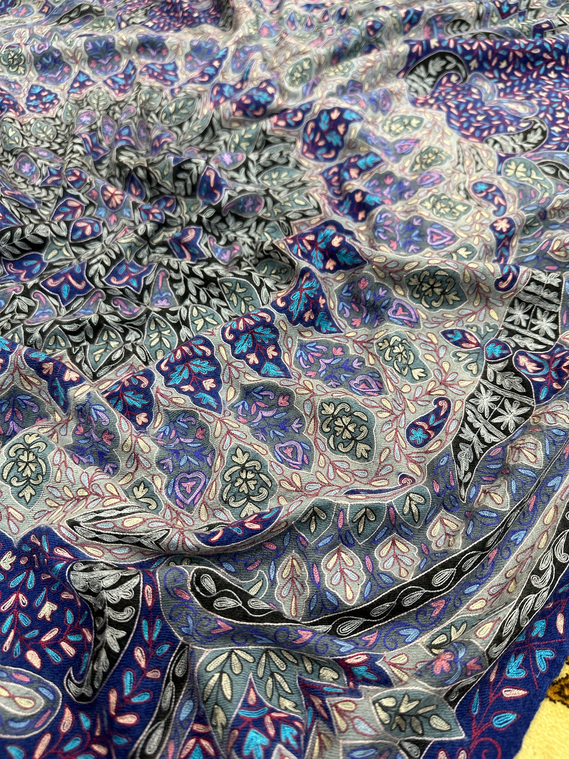 Silver Kalamkari Pashmina Shawl ArtAsiaHandicrafts