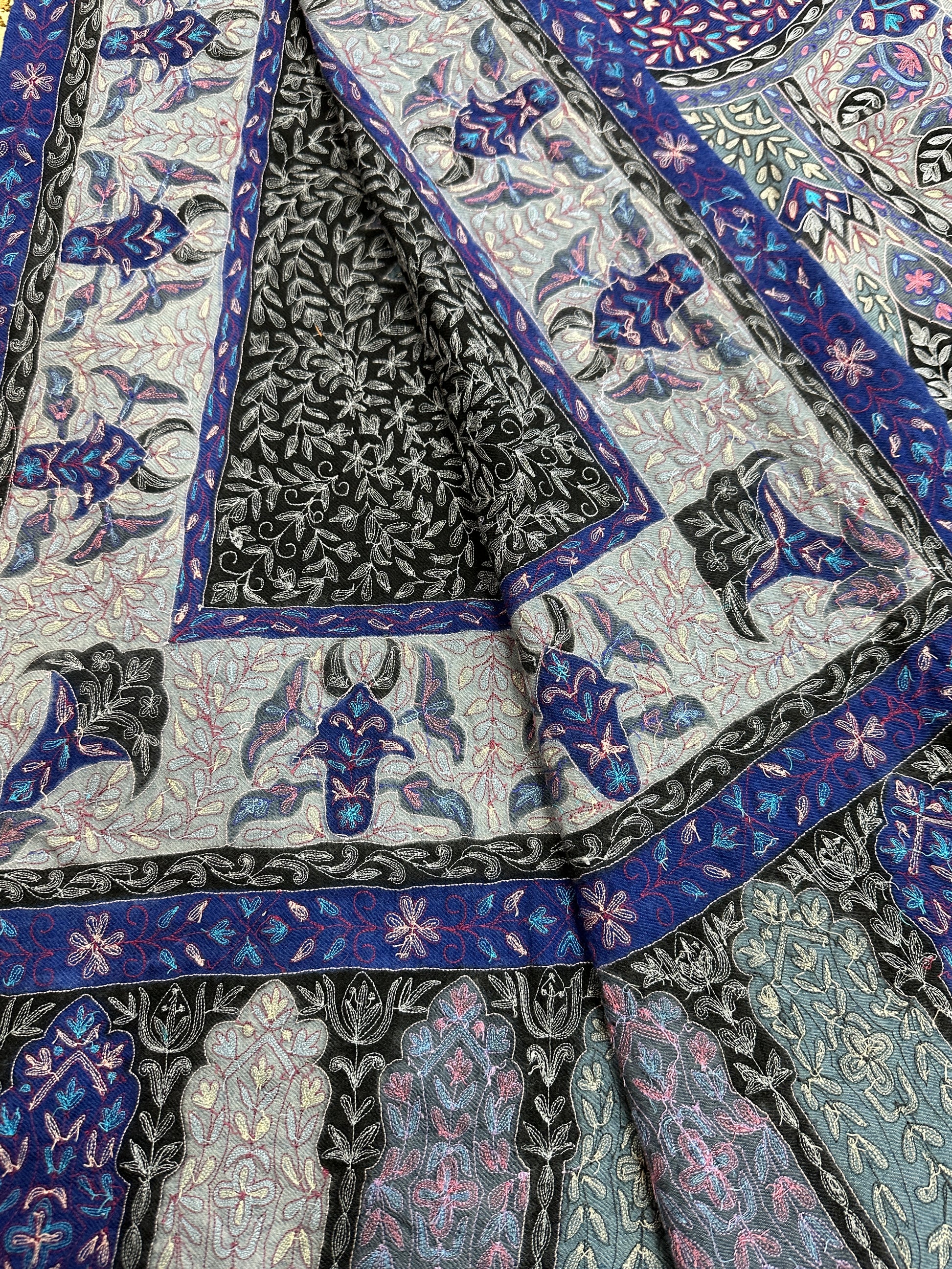 Silver Kalamkari Pashmina Shawl ArtAsiaHandicrafts
